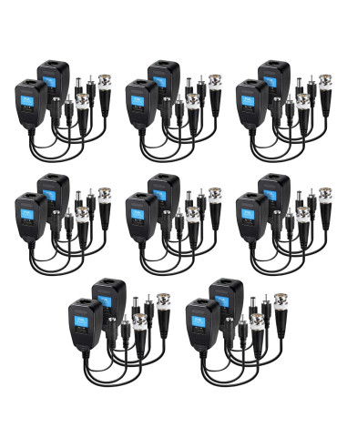 Balun de Video Pasivo 8 Pares BNC a RJ45 1080P 2MP para CCTV