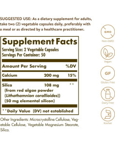 Silica Oceánica Solgar 25 mg 100 Cápsulas Vegetales - Salud Ósea 2