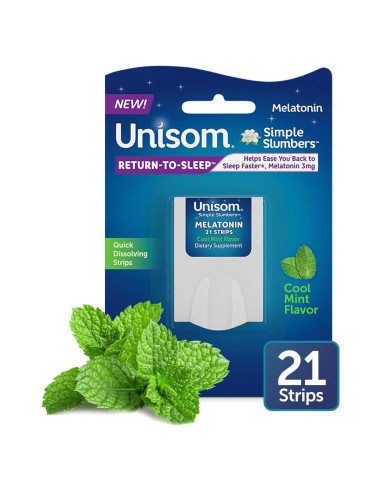 Tiras Disolventes Unisom Simple Slumbers 21 Cuentas Menta 3mg