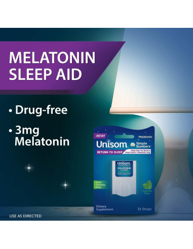 Tiras Disolventes Unisom Simple Slumbers 21 Cuentas Menta 3mg