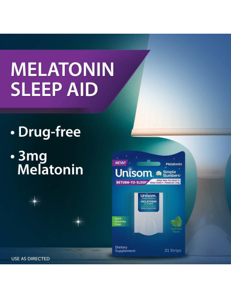 Tiras Disolventes Unisom Simple Slumbers 21 Cuentas Menta 3mg