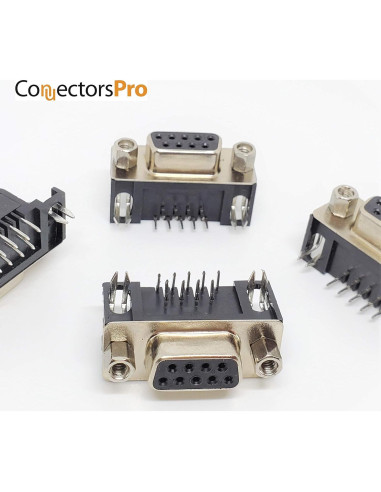 Conectores DB9 Hembras de Ángulo Recto Montaje en PCB - 10 Unidades
