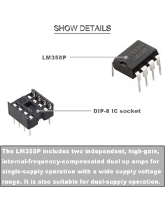 50 Pcs Amplificadores Operacionales LM358P + Zócalos DIP-8 2