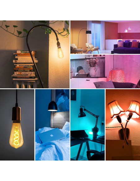 Bombillas Edison Inteligentes DiCUNO ST58, 5W, 500lm, 2 Unidades