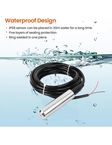 Sensor de Nivel de Agua EIMSOAH 0-4m 24VDC 4-20mA IP68