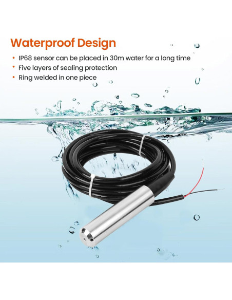 Sensor de Nivel de Agua EIMSOAH 0-4m 24VDC 4-20mA IP68