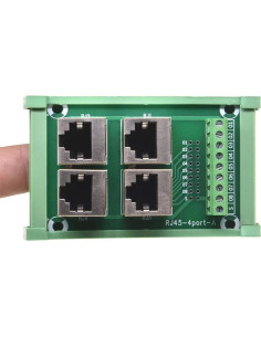 Placa de Distribución RJ45 4 Vías Jienk Montaje en Riel DIN 2