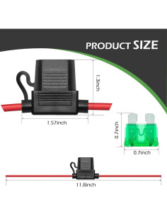 Soporte de Fusible Inline Zikefest 12V 18AWG con Fusible 10A 2
