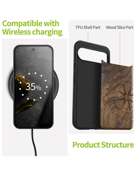 Funda de Madera Carveit para Google Pixel 9 - Antichoque Funda de Madera Carveit para Google Pixel 9 - Antichoque