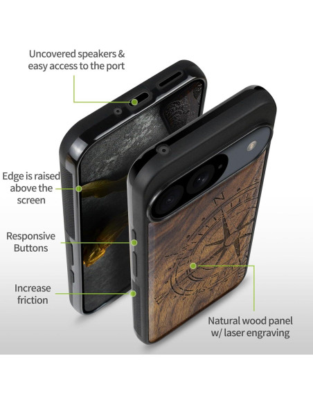 Funda de Madera Carveit para Google Pixel 9 - Antichoque Funda de Madera Carveit para Google Pixel 9 - Antichoque