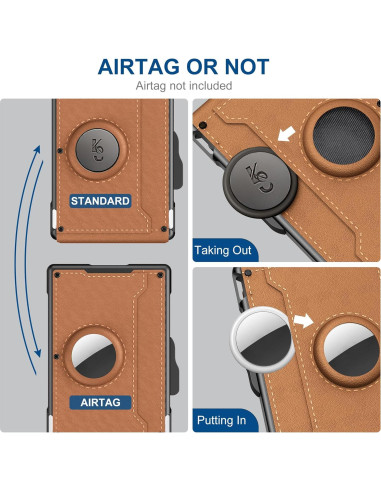 Cartera AirTag umoven marrón minimalista con bloqueo RFID
