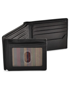 Billetera Bifold de Cuero Bull Guard con Bloqueo RFID - Negro