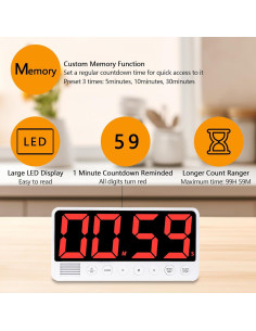 Temporizador Digital de Cocina FCXJTU LED 7.1" Recargable 2