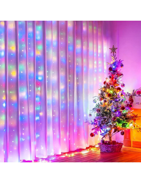 Luces de Cortina LED Minetom 300L-M Multicolor USB 8 Modos