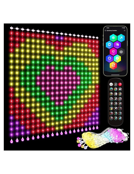 Luces de Cortina Inteligentes Crebricy 2x2m 400 LEDs Multicolor