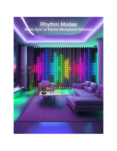 Luces de Cortina Inteligentes Crebricy 2x2m 400 LEDs Multicolor