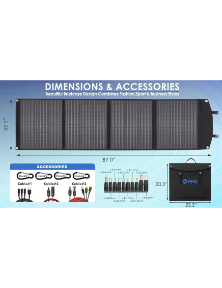 Panel Solar Portátil PPQ 200W 18V/12A Plegable IP67