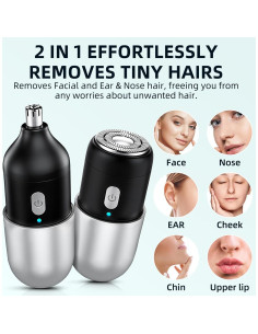 Afeitadora Eléctrica 2 en 1 Nevlive para Vello Facial y Nasal 2