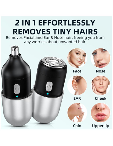 Afeitadora Eléctrica 2 en 1 Nevlive para Vello Facial y Nasal
