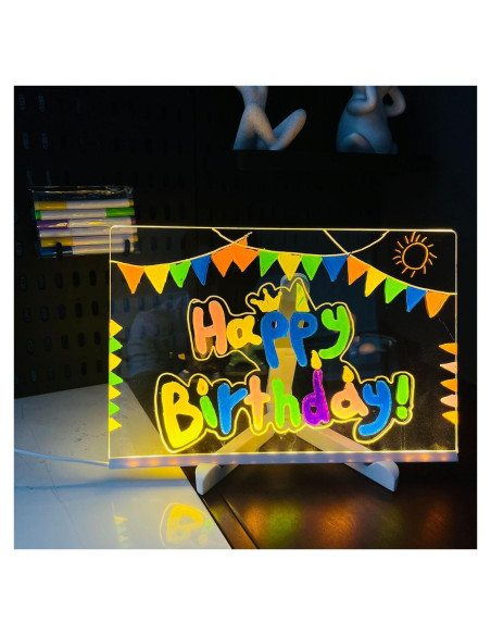Tablero de Borrado en Seco LED Acrílico 30x20 cm Genérico