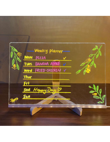 Tablero de Borrado en Seco LED Acrílico 30x20 cm Genérico