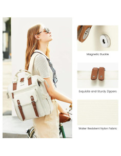 Mochila LOVEVOOK para Laptop 15.6" Beige Marrón - Trabajo Mujeres 2