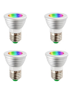 Bombillas LED RGBW 3W E26 con Control Remoto - Paquete de 4