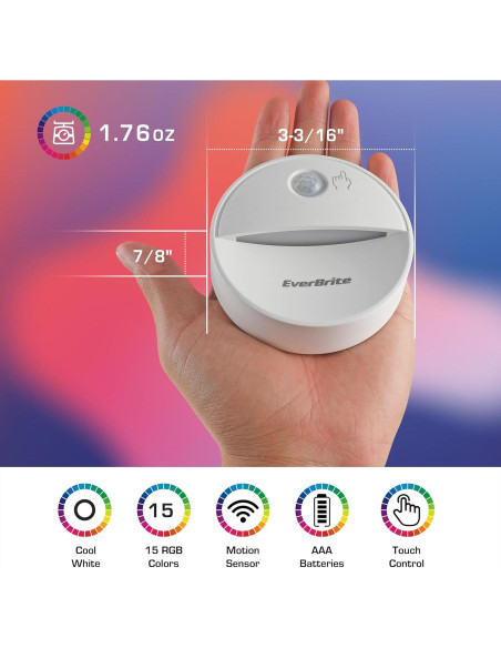 Luz Nocturna LED EverBrite con Sensor de Movimiento RGB - 6 Pzs