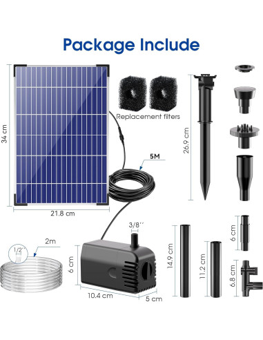 Bomba de Fuente Solar Biling 12W con Filtración y Accesorios