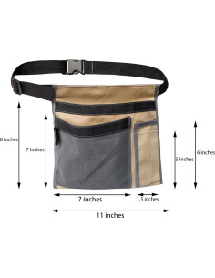 Delantal de herramientas MDSTOP caqui con 5 bolsillos y lazo 2