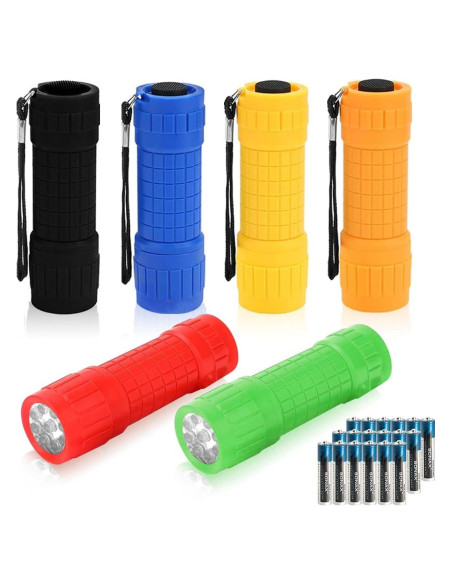 Juego de Linternas Mini Whaply 6 Piezas 9 LED con Pilas