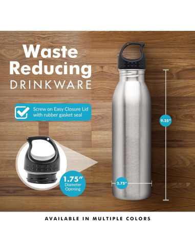 Botella de Agua Acero Inoxidable Simply Green 0.71 L Slim Line