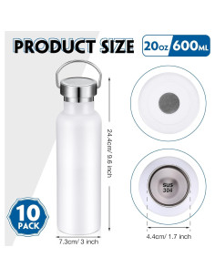 Paquete de 10 Botellas de Agua Aisladas Mimorou 591 ml 2