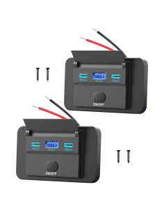 Cargador USB de 12V Hapytrip Doble USB-C 30W y QC 18W