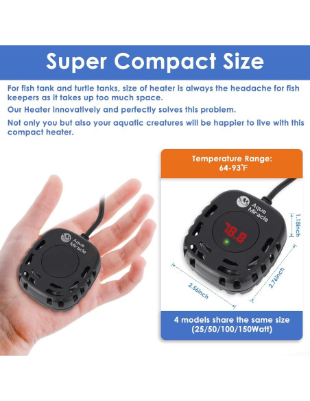 Calentador de Acuario 150W AquaMiracle Compacto Digital LED