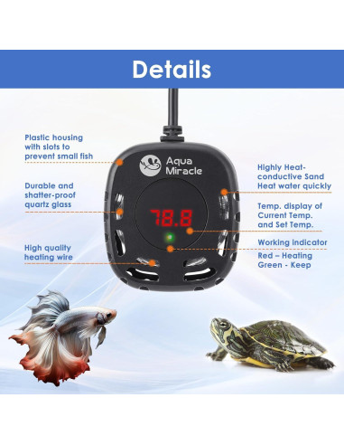 Calentador de Acuario 150W AquaMiracle Compacto Digital LED