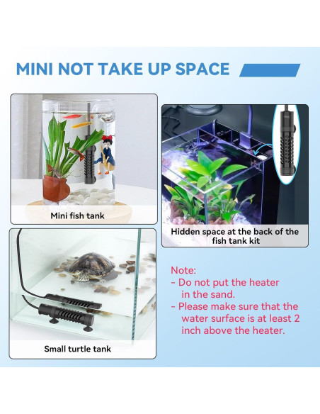 Calentador de Acuario Cerámico Hygger 50W para 11-38L