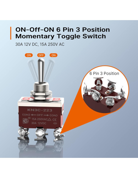 Interruptor de palanca DPDT Joinfworld 12V 30A impermeable - 4 piezas