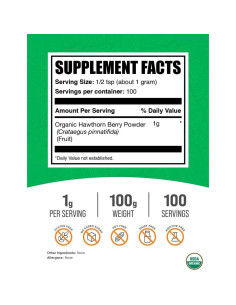 Polvo de Baya de Espino Orgánico BulkSupplements 100g Vegano 2