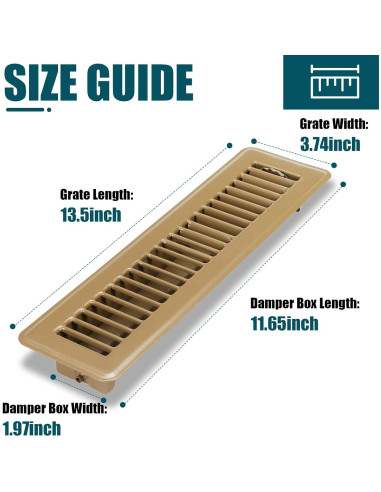 Rejilla de Piso VOISEN 2x12" Marrón Acero Ajustable 2PCS