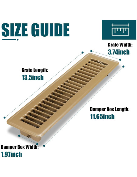 Rejilla de Piso VOISEN 2x12" Marrón Acero Ajustable 2PCS