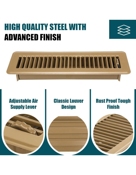 Rejilla de Piso VOISEN 2x12" Marrón Acero Ajustable 2PCS