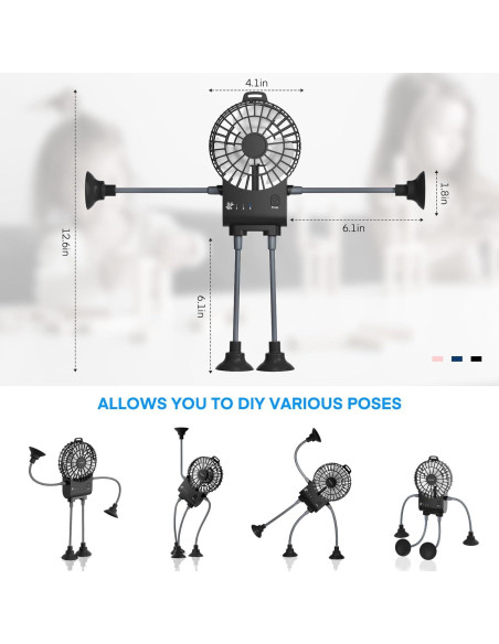 Ventilador de Escritorio Portátil Simfree Negro 3 Velocidades