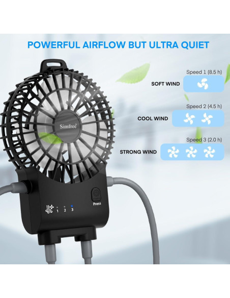 Ventilador de Escritorio Portátil Simfree Negro 3 Velocidades