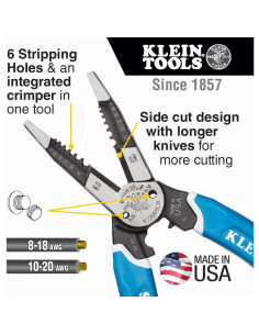 Klein Tools K12065CR Desforradora/Cortadora/Crimpadora 8-18 AWG 2