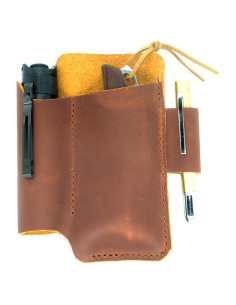 Organizador de Cinturón de Cuero YIYUS EDC Marrón 13.3x10.8cm