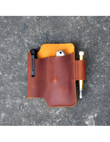 Organizador de Cinturón de Cuero YIYUS EDC Marrón 13.3x10.8cm