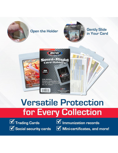Soporte Semirrígido para Tarjetas BCW - Paquete de 100 - 8.38x11.18cm