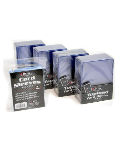 Combo Fundas y Toploaders BCW para Cartas 100 Unidades