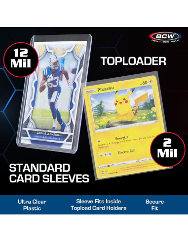 Combo Fundas y Toploaders BCW para Cartas 100 Unidades